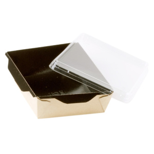 Салатник бумажный «Black Edition» OPSALAD 500 мл КРАФТ/ЧЕРНЫЙ с пластиковой крышкой OSQ