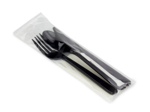 Набор №5 (ложка+вилка+нож+зубочистка+салфетка) черные